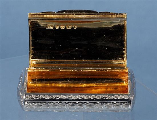 A Victorian silver snuff box, by Hilliard & Thomason, Length 70mm Weight: 1.8oz/58grms.